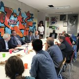 Besuch von Staatssekretär Klaus Kaiser in unserer Demokratiewerkstatt Chorweiler (2019)